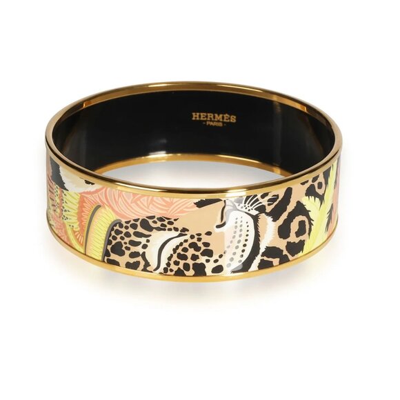 Hermes Bracelet Bangle Cloisonne Rare Enamel Gm Jaguar Quetzal - Picture 15 of 15